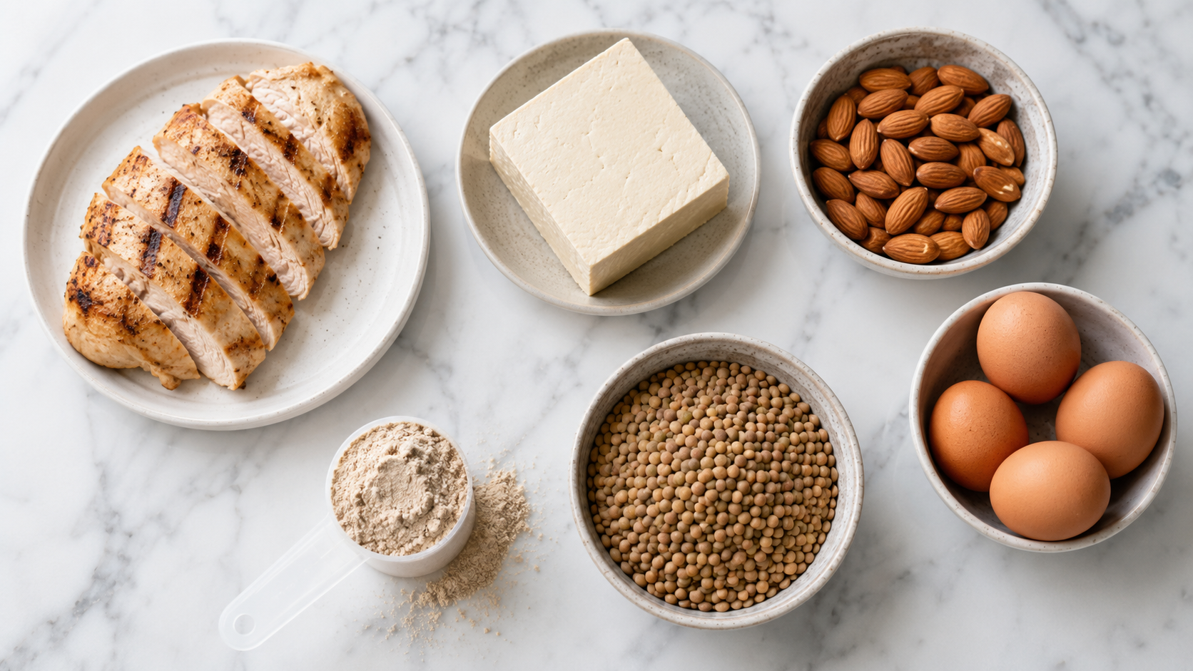 How much protein do you need in your 30s — protein-rich foods flat lay