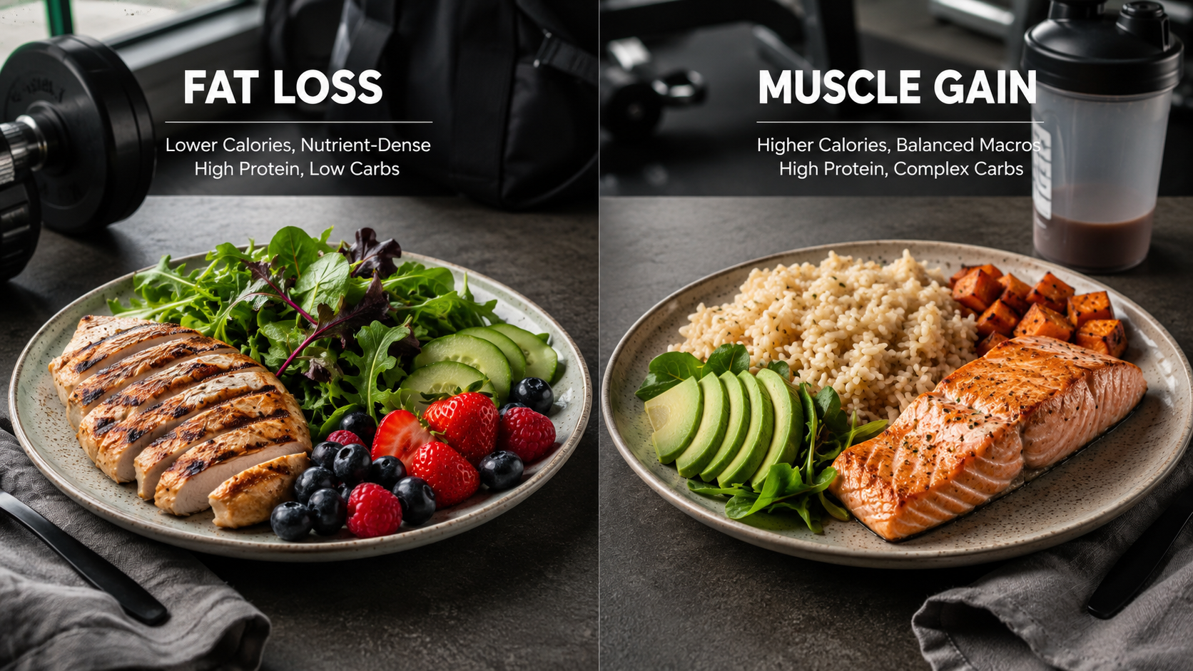 Pre and post workout meals comparison for fat loss vs muscle gain